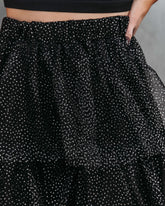 Swan Lake Tiered Shimmer Tulle Midi Skirt - Black
